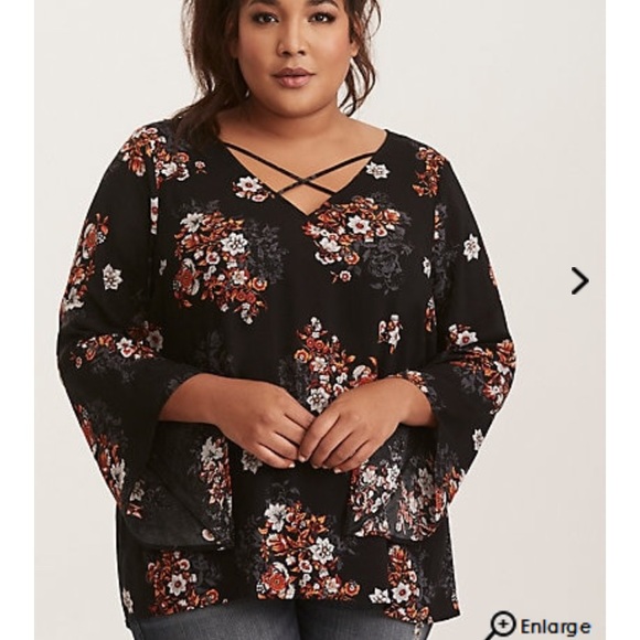 torrid Tops - Torrid Floral print bell sleeve top